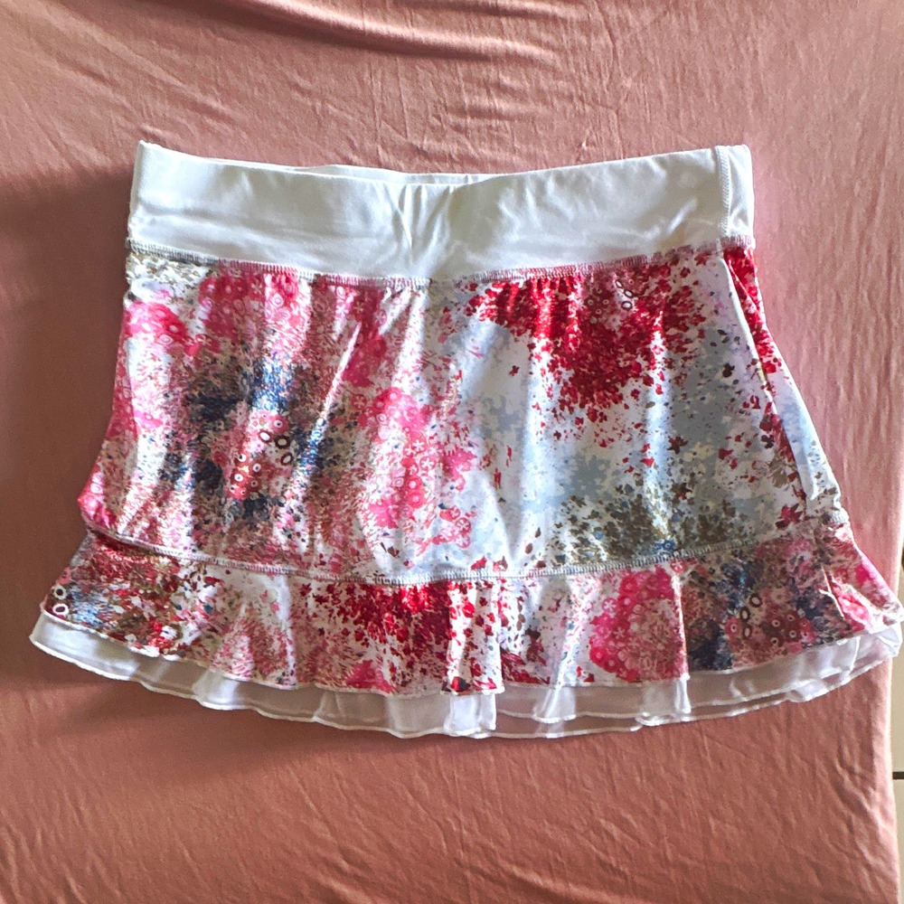 Sofibella Womens Tennis Skort Skirt White Pink Gray Floral Print Size M